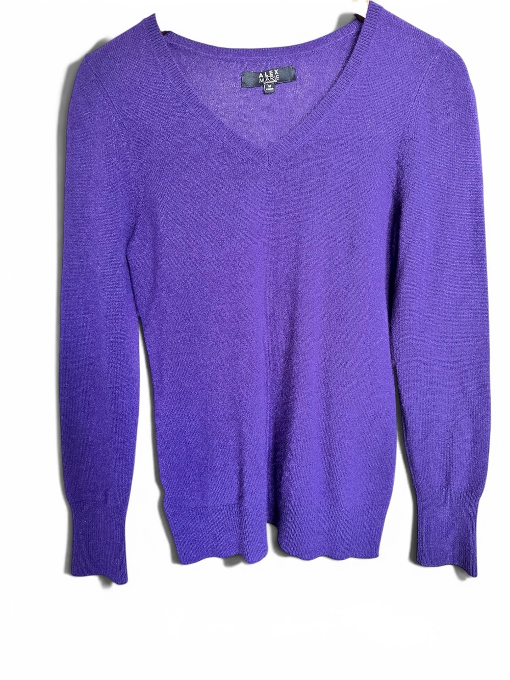 Alex Marie Women's 100% Cashmere V-Neck Sweater in Purple -M